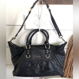 Black Leather Coach Ashley Satchel
